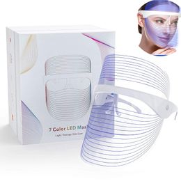 Masajeador facial 7 colores Máscara de belleza LED Terapia Pon Anti Acné Eliminación de arrugas Rejuvenecimiento de la piel Herramientas para el cuidado de la piel facial 230621
