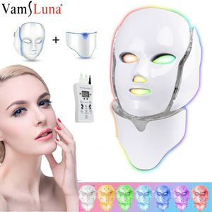 Masseur de visage 7 couleurs Pon Therapy Masque LED Rajeunissement de la peau Serrer l'acné Anti-rides Coréen Visage Cou Beauté Spa Instrument 230826