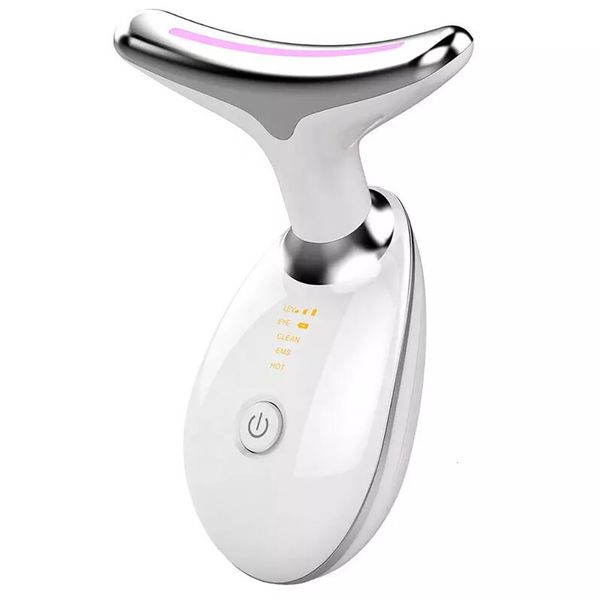 Masajeador facial y masajeador de cuello Terapia LED Pon para apretar la piel Reducción de masaje Papada Eliminación de arrugas Equipo de belleza 230506