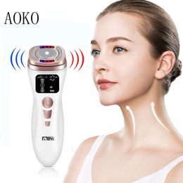 Face Massager Aoko Mini Radio Frequentie Ultrasone machine EMS MICRO HUIDIGE SCHOONHEID INSTRUMENT FIRMing Skin Care Anti Wrinkle Tool 230823