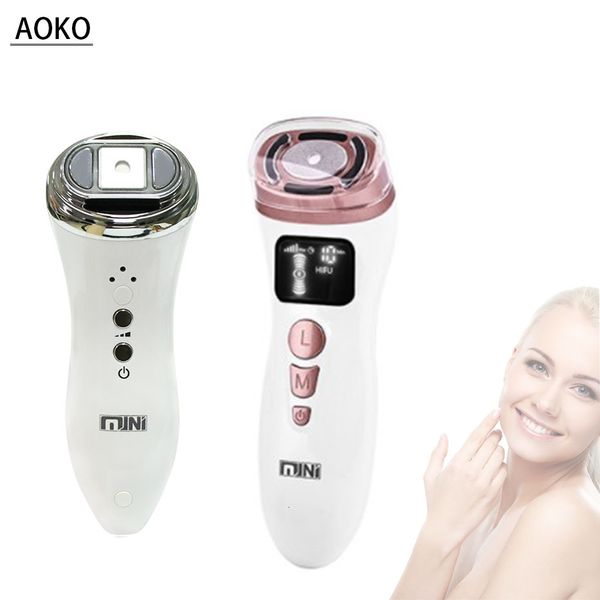 Masajeador facial AOKO mini máquina ultrasónica de radiofrecuencia EMS micro corriente instrumento de belleza reafirmante cuidado de la piel herramienta antiarrugas 230818