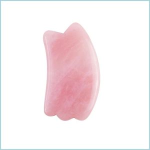 Masseur pour le visage Produit de beauté Anti-âge Pierre naturelle Jade Guasha Grattoir Masr Soins de la peau Grande taille Lune Rose Quartz Facial Gua Sha Dhsht