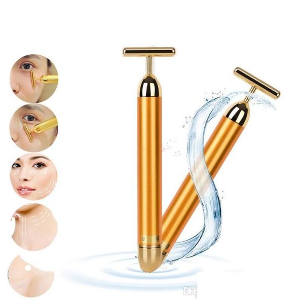 Masseur de visage Beauté Outil de soins de la peau Pro Minceur 24K Gold Lift Bar Vibration Facial Masr Énergie Vibrant Drop Livraison Santé Mas Dhmx7