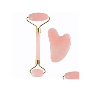 Visage Massager Dispositifs De Soins Beauté Mas Salon Besoin Rouleau De Jade Masr Rose Cristal Ensemble En Forme De Coeur Scra Conseil 2 Pcs 10 Ensembles Par Lot Super Dh1Md