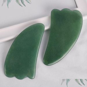 Masajeador facial Medicina china Adelgazamiento facial Jade Gua Sha Scra Mas Herramienta Real Natural Aventurina Gota facial Entrega Salud Belleza Dh61K