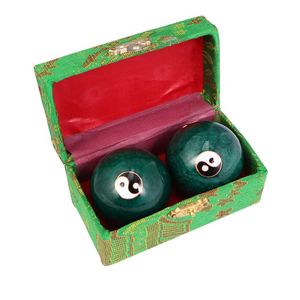 Masseur de visage carillon chinois Tai Chi boule de Massage traditionnelle faite à la main avec boule de pratique en émail vert pierre de Massage 240321