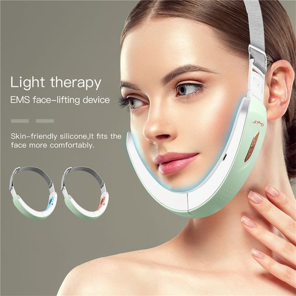 Masajeador facial CkeyiN Chin VLine Up Lift Belt Machine LED azul Pon Therapy EMS Lifting facial Adelgazante Vibración Masajeador Reductor de mentón doble 230217