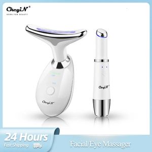 Face Massager CkeyiN cou visage Machine de levage visage masseur Pon thérapie outil de Massage des yeux Vibration Anti-rides Double menton dissolvant 231023