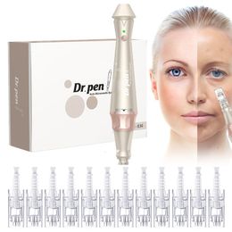 Masajeador facial E30 Micro Needle Pen con 12 cartuchos Nano Wireless Skin Care Kit Skin Pen Micro Needle Pen Máquina de rejuvenecimiento de la piel 230621