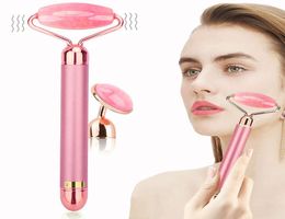 Masseur de visage électrique Jade vibrante rouleau de visage en rose de rose Faces Rouleaux de massage 2 en 1 bar de beauté pour outils de soins de la peau Lif3605266