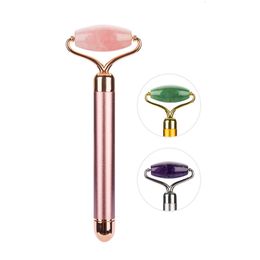 Masajeador facial Vibrador eléctrico Rosa Jade Rodillo Levantamiento de la piel Estiramiento Anti envejecimiento Adelgazamiento Guasha Piedra Belleza Masaje Herramienta dfg 230309