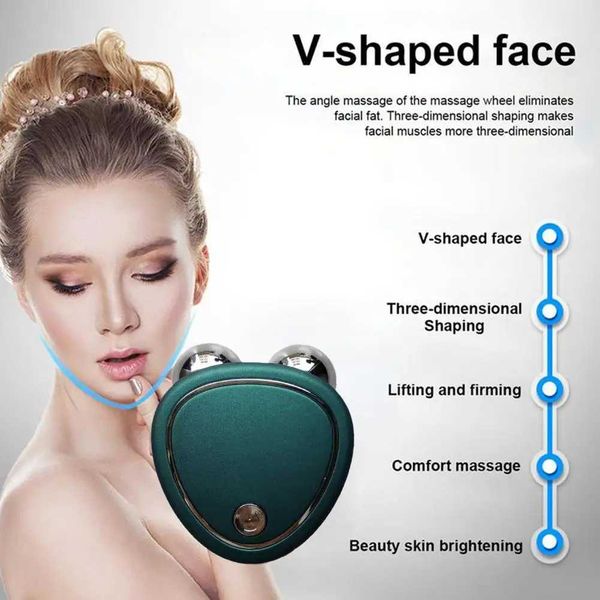 Face Massager EMS Roller de máquina de levantamiento de microcorriente Anti rejuvenecimiento Carga de belleza Frinking Wrinkle F9T9 240409