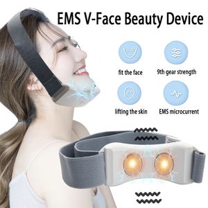 Masseur de visage EMS microcourant V Instrument Double menton dissolvant levage Vibration compresse soins de la peau 230831