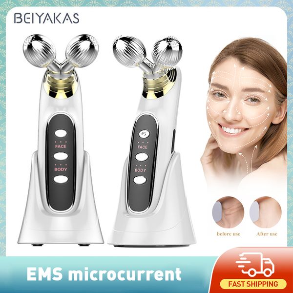 Masseur de visage EMS Roller Électrique V Masseurs Microcourant Ascenseur Beauté Machine Double Menton Massage Outil De Soins De La Peau 230701