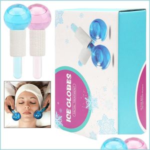 Masajeador facial Cara Masr Belleza grande Hockey sobre hielo Energía Bola de cristal Globos de enfriamiento facial Onda de agua y ojo Mas Cuidado de la piel 2 Unids / Caja Dhm80