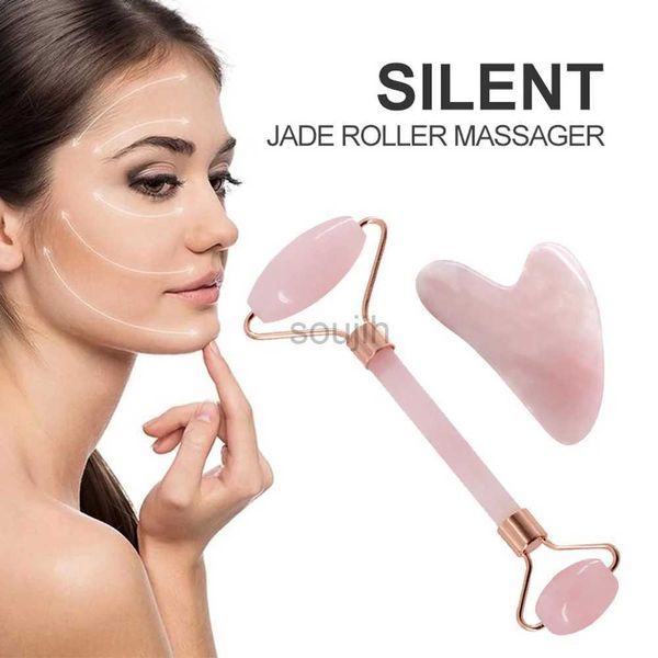 Masaje de masaje de la cara Roller de masaje Natural Jade Gua Sha Roller Roller Set Guasha Massage Herramienta de masaje Cuerpo Spa Massora de cuidado de la piel Productos de cuidado de la piel NUEVO 240409