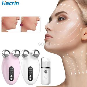 Face Massager gezichtsmassager EMS Roller MicroRiRrent Massager voor gezicht Elektrische dubbele kinreductor Verwijder vibrator anti-cellulitisheffen 240409