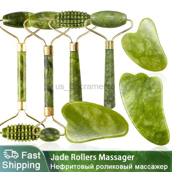 Masseur de visage Rouleau de massage du visage Guasha Jade Shop Grattoir Massage Aliment du visage pour améliorer la perte de poids du corps Guasha Cou Soins de la peau Outil de beauté 240321