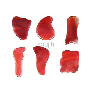 Face Massager Gua Sha Sha Massage Tool Skin Scraping Natural Red Agate Stone Guacha Board Facial Scraper Acupoint Oogzorg Spa Massager 240409