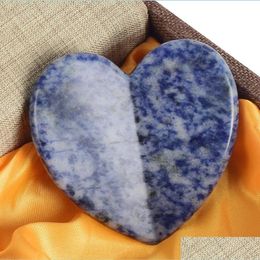 Face Massager Handgemaakte hartvorm Gua Sha Board Face Body Care Blue Sodalite Scra Mas Tool Drop Delivery Health Beauty DHHB1