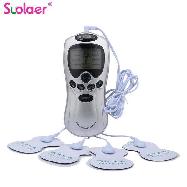 Masajeador facial Cuidado de la salud Máquina de terapia digital Pantalla LCD Cuerpo completo 4 almohadillas Masajeador delgado Acupuntura Cuerpo Masajeador de cuello Eléctrico TENS EMS 230718