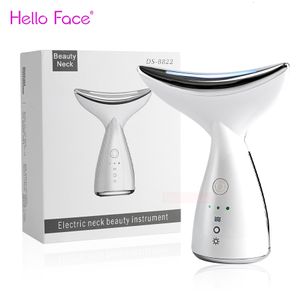 Masseur de visage Hello Neck Beauty Device Massage LED Pon Therapy Ion Introduction Peau Serrer Réduire Outils de soins du double menton 230804