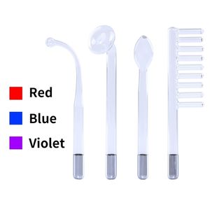 Masseur de visage Attachement de buse d'électrode haute fréquence 4 Pcs Tubes en verre Lumière rouge Néon Violet Argon Mélange de lumière bleue Soins de la peau du visage 220926