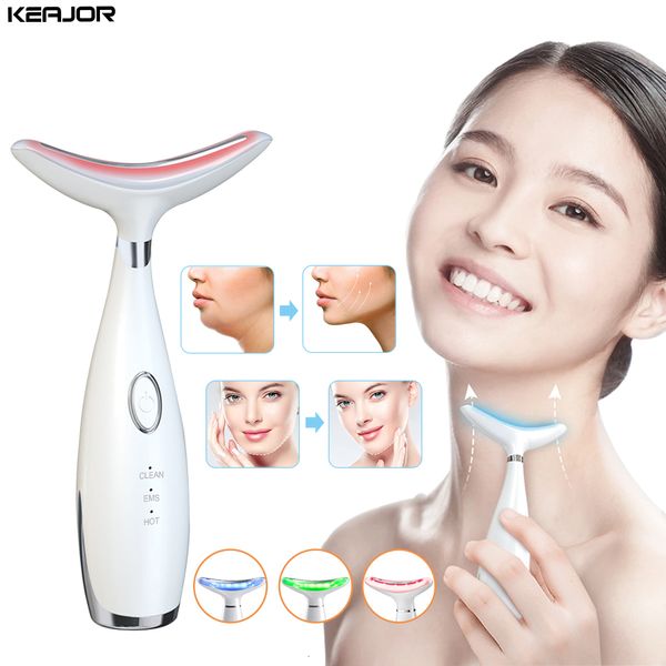 Masajeador facial HX-05 Cuello LED Eliminador de arrugas Masaje facial para la piel Doble mentón Más delgado Forma de V Levante las herramientas EMS Líneas del cuello Dispositivo de ajuste 230626