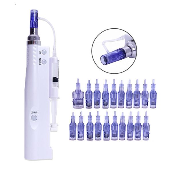 Massora de la cara inyector Hydra Derma Pen o cartucho de aguja de 12 pines y tubo portátil MicroNeedling meso Terapia Smart Machine 230217