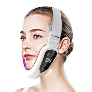 Dispositif de levage de masseur de visage LED Thérapie Pon Minceur Vibration Lift Menton Outil Soins en forme de V Joue Visage Double Masseur R7S5 231218