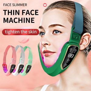 Masseur de visage Dispositif de levage LED Pon Therapy Minceur Masseur de vibrations Double menton en forme de V Cheek Lift Face 230211