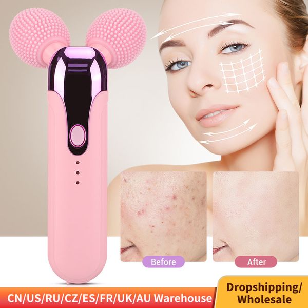 Masajeador de cara elevación del dispositivo delgado Vibration Doble Roller Anti Wrinkle V Herramienta de la cara Rollers 230816