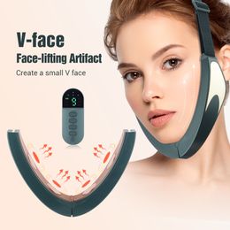 Appareil de massage du visage Microcurrent V-face Face Lift Device 6Mode de rajeunissement de la peau chauffée Double menton V Masseur de vibrations du visage Télécommande sans fil Contro 230313