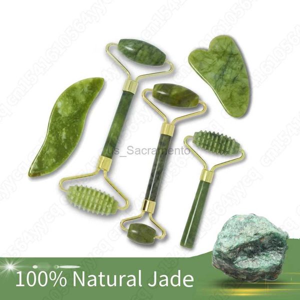 Masseur de visage Rouleau de jade naturel Masseur facial Guasha utilisé pour les soins du visage, la beauté, les soins de santé et les outils de massage de santé 240321