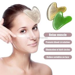 Masseur de visage pierre naturelle Jade beauté du visage Massage à gratter Sha SPA traitement soin Gue couverture outil physique société rouleau Gua peau F W4D9 240321