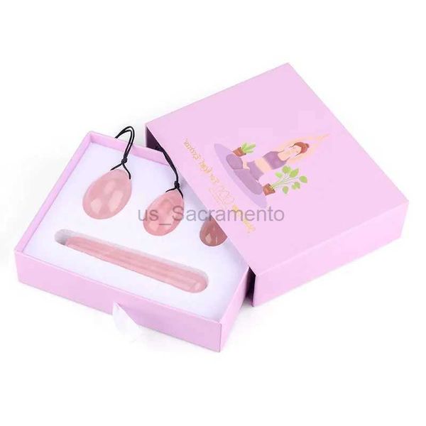 Masajeador facial Conjunto de huevos Yoni natural Cuarzo rosa Huevo de jade Ejercicio de Kegel femenino Estiramiento muscular femenino Masaje de salud Piedra 240321