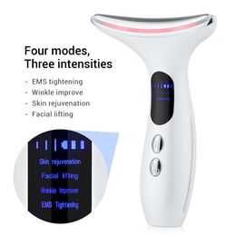 Masseur pour le visage Équipement de beauté pour le cou Élimination de la ligne du cou à double menton Chaleur à micro-flux Thérapie par pon LED 3 couleurs pour la régénération et l'amélioration de la peau 230406