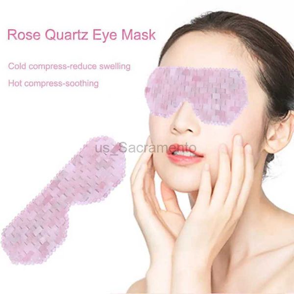 Masseur de visage Nouveau masque facial en cristal naturel émeraude Spa Massage Soins de relaxation Rose Quartz Sommeil Masque pour les yeux Beauté Outil de santé Fondu Cercle noir 240321