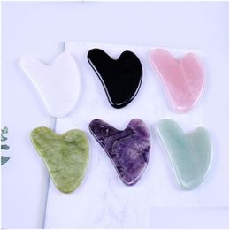 Gezicht Massager Roze Quartz Jade Guasha Scra Mas Schraper Facial Masr Acupunctuur Gua Sha Board Acupunt Oogzorg Spa Mass Tool Drop De Dhdfx