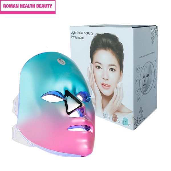 Masseur de visage Premium 7 couleurs LED Masque de beauté 600mAh sans fil Pon Machine Thérapie Acné Anti-âge Serrage de la peau Outil de levage 230831