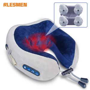 Masajeador de cara Rlesmen 4 cabezas de viaje de almohada relajación relajación vibrador en forma de vibrante cervical en forma de masaje eléctrico cuidado de la salud 230520