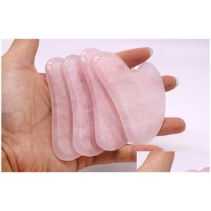 Gezicht Massager Rozenkwarts Jade Guasha Board Natuursteenschraper Chinese Gua Sha Gereedschappen voor nek Ruglichaam Acupunctuur Druktherapie Otjxd