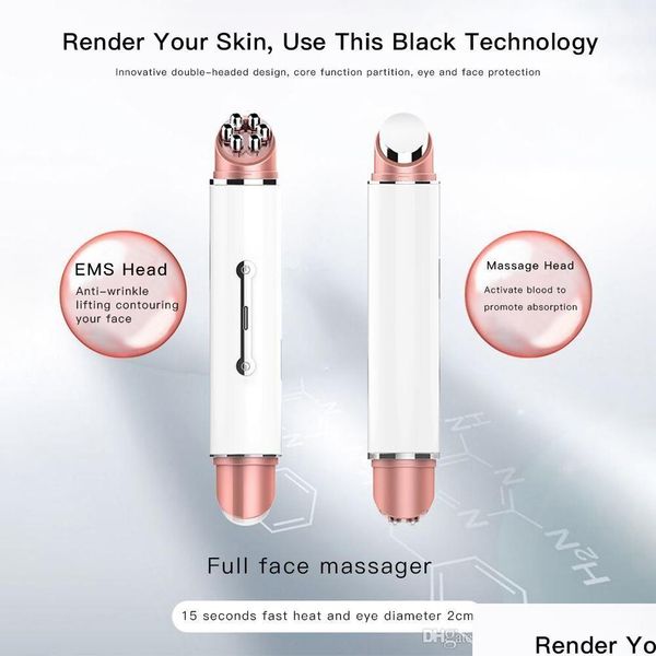 Masajeador facial Estiramiento de la piel Luz LED Ems RF Masr Pon Cara Sha Arrugas Eliminar Dispositivo de belleza Entrega de gotas Salud Masaje de belleza Dhfoe