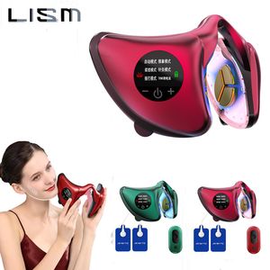 Masajeador facial Smart 6 Mode Cuidado de la piel EMS Red Blue Light Instrumento adelgazante Vibrador en forma de V Beauty Health 230303