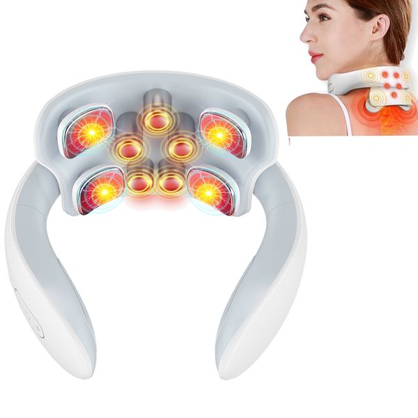 Masajeador facial Inteligente Espalda y cuello Instrumento Masaje de hombros Vértebra cervical Cuidado de la salud Vibrador Calentamiento Aliviar el dolor Muscular 230520