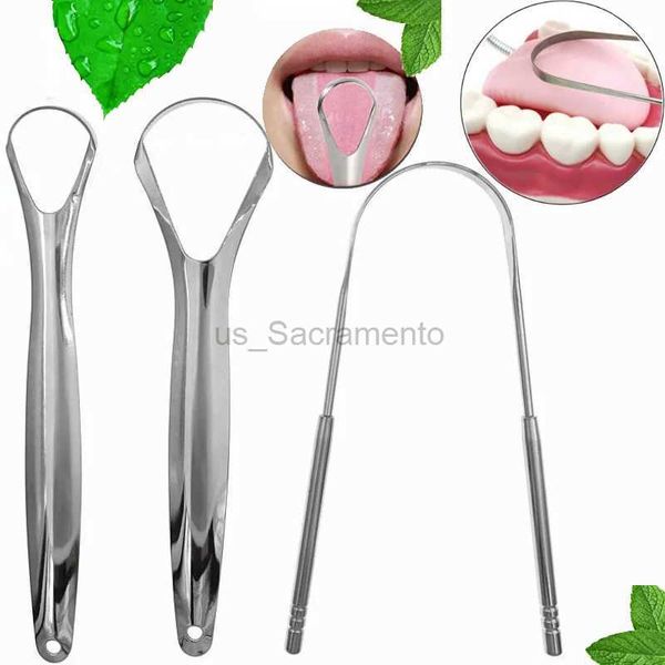 Masajeador facial Limpieza de raspador de lengua para adultos Grado quirúrgico Eliminación de disnea Cepillo raspador de lengua de metal de acero inoxidable Herramienta raspador dental 240321