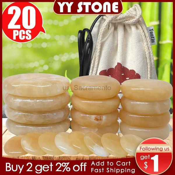 Masajeador facial Tontin 20 unids/set Huangyu conjunto de masaje con piedras calientes masaje de pies conjunto de salón de piedra herramienta de SPA bolsa de calefacción cuidado de la salud piedra redonda 240321