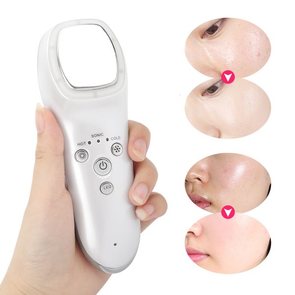Masajeador facial Máquina de crioterapia ultrasónica LED Martillo frío Levantamiento Vibración Masajeador Cara Cuerpo Spa Equipo de belleza Crioterapia 230411