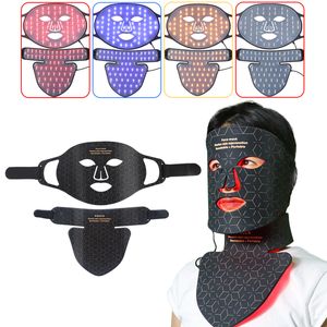 Masajeador facial Inalámbrico 3D Silicona LED Máscara de cuello facial con 480 cuentas de lámpara Luz infrarroja Máscara Pon Rejuvenecimiento de la piel Antiance Reducción de poros 230826