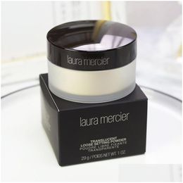 Paquet de gouttes de poudre pour le visage dans une boîte noire Laura Mercier Foundation Loose Setting Fix Maquillage Min Pore Brighten Concealer Livraison Santé B Dhcvq